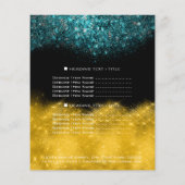Gold Glitzer Black Aquamarin Blue Confetti Preise Flyer (Hinten)