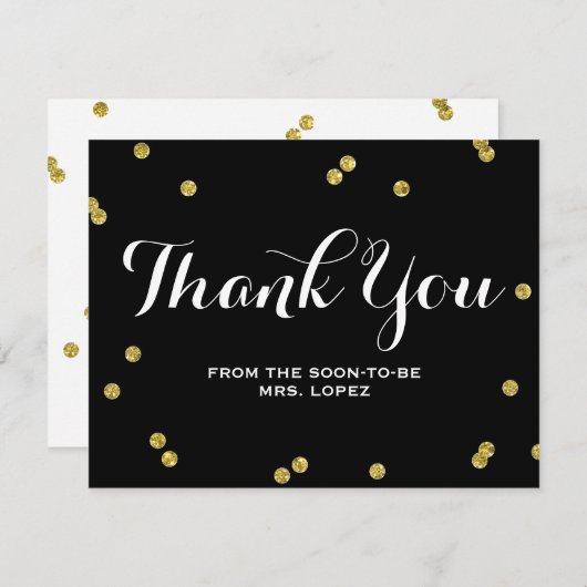 Gold Glitzer Black | Brautparty danke Ihnen Karten (Vorne/Hinten)