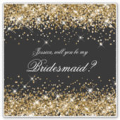 Gold Glitzer Black Bridesmaid Vorschlag Geschenkbo Aufkleber (Vorderseite)