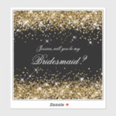 Gold Glitzer Black Bridesmaid Vorschlag Geschenkbo Aufkleber (Blatt)
