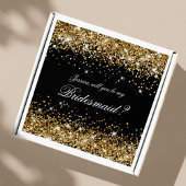 Gold Glitzer Black Bridesmaid Vorschlag Geschenkbo Aufkleber