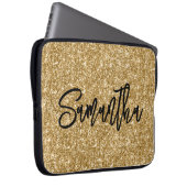 Gold Glitzer Black Brush Script Laptopschutzhülle (Vorne Rechts)
