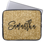 Gold Glitzer Black Brush Script Laptopschutzhülle (Vorderseite)