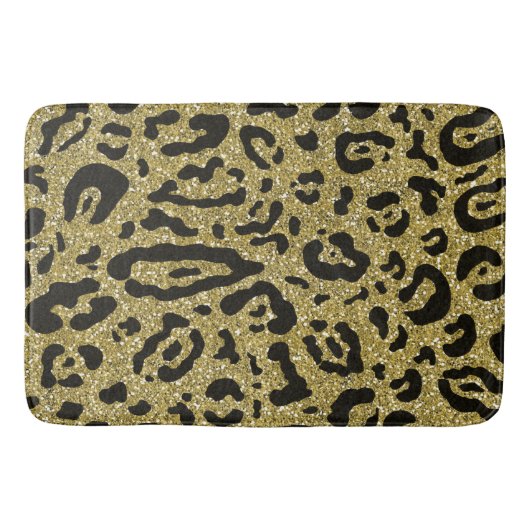Gold Glitzer Black Cheetah Leopard Animal Print Badematte (Vorderseite)