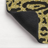 Gold Glitzer Black Cheetah Leopard Animal Print Mousepad (Ecke)