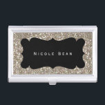 Gold Glitzer & Black Frame Visitenkartenhalter Visitenkarten Dose<br><div class="desc">Gold Glitzer & Black Frame Visitenkarte Inhaber. Passen Sie den Text an oder verließ ihn leer.</div>
