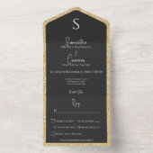 Gold Glitzer & Black Glam Modernes Abendessen All In One Einladung (Innen Boden)