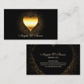 Gold Glitzer Black Heart Visitenkarte (Vorne/Hinten)