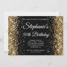 Gold Glitzer Black Monogram 50. Geburtstag