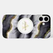 Gold Glitzer Black Monogram Case-Mate iPhone Hülle (Rückseite (Horizontal))