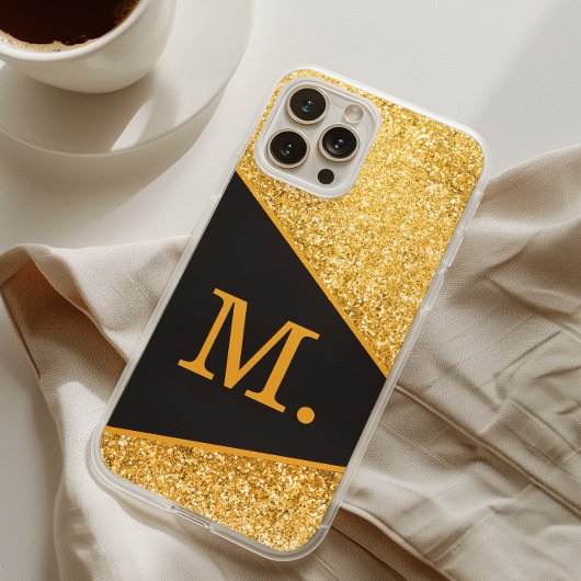 Gold Glitzer Black Monogram Case-Mate iPhone Hülle