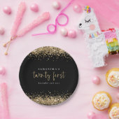 Gold Glitzer Black Name Datum 21. Party Pappteller (Party)