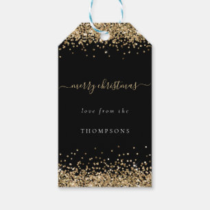 Gold Glitzer Black Name Frohe Weihnachten Geschenkanhänger