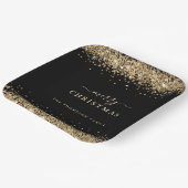 Gold Glitzer Black Name Frohe Weihnachten Pappteller (Gewinkelt)