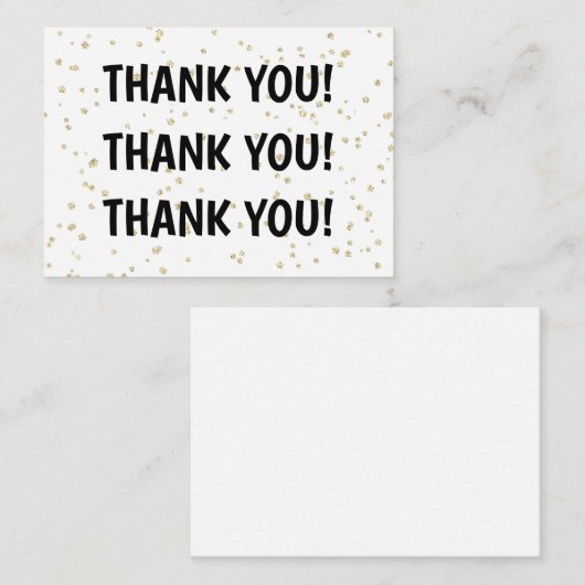 Gold Glitzer Black New Year's Eve Danke Mitteilungskarte (Vorne/Hinten)