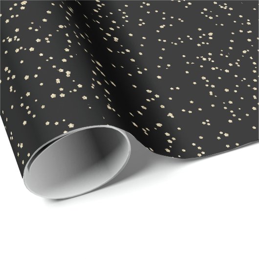 Gold Glitzer Black New Year's Eve Geschenkpapier (Rolleneckpunkt)