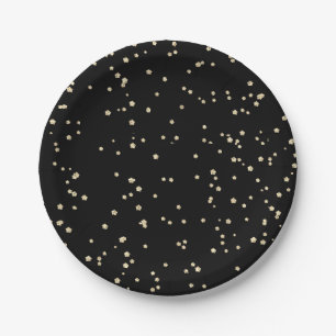 Gold Glitzer Black New Year's Eve Pappteller