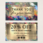 Gold Glitzer Black Opal Discount Card (Vorne & Hinten)