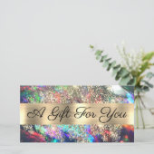 Gold Glitzer Black Opal Geschenkgutschein (Stehend Vorderseite)