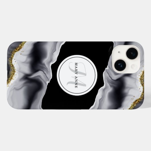 Gold Glitzer Black Personalize Case-Mate iPhone Hülle (Rückseite (Horizontal))