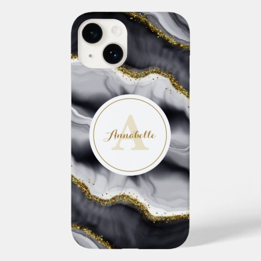Gold Glitzer Black Personalize Case-Mate iPhone Hülle (Rückseite)