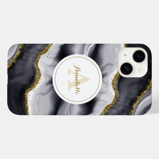 Gold Glitzer Black Personalize Case-Mate iPhone Hülle (Rückseite (Horizontal))