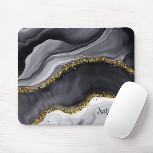 Gold Glitzer Black Personalize Mousepad (Mit Mouse)