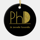 Gold Glitzer Black PhD Abschluss Keramik Ornament (Vorne)