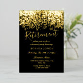 Gold Glitzer Black Retirement Party Real Gold Folieneinladung (Stehend vorne)