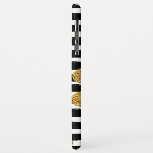 Gold Glitzer Black Stripes Case-Mate iPhone Hülle (Hinten/Links)