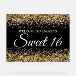 Gold Glitzer Black Sweet 16 Acrylschild