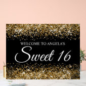 Gold Glitzer Black Sweet 16 Acrylschild (Hochzeit)
