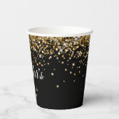 Gold Glitzer Black Sweet 16 Pappbecher (Rückseite)
