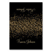 Gold Glitzer Black Two Name Platzkarten Tischnummer (Vorderseite)