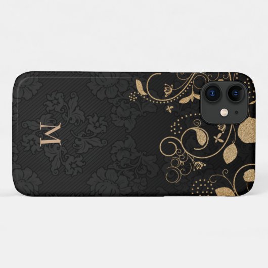 Gold-Glitzer-Blätter Case-Mate iPhone Hülle (Rückseite (Horizontal))