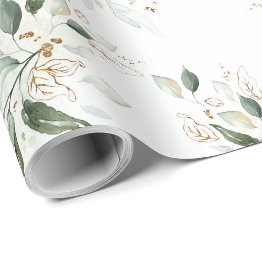 Gold Glitzer Blätter Grüne Weinroute Mendrisiotto Geschenkpapier (Rolleneckpunkt)