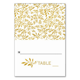 Gold Glitzer Blätter Hochzeitskorbkarte Tischnummer
