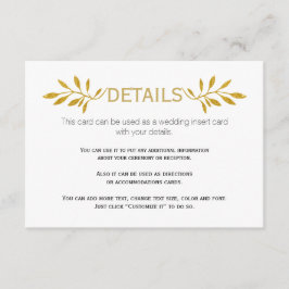 Gold Glitzer Blätter Muster Hochzeitskarte Begleitkarte