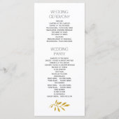 Gold Glitzer Blätter Muster Hochzeitsprogramm Programm (Rückseite)