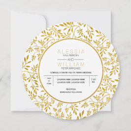 Gold Glitzer Blätter Muster moderne Hochzeit Einladung