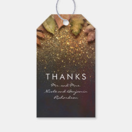 Gold Glitzer Blätter Vintage Hochzeit im Herbst Geschenkanhänger