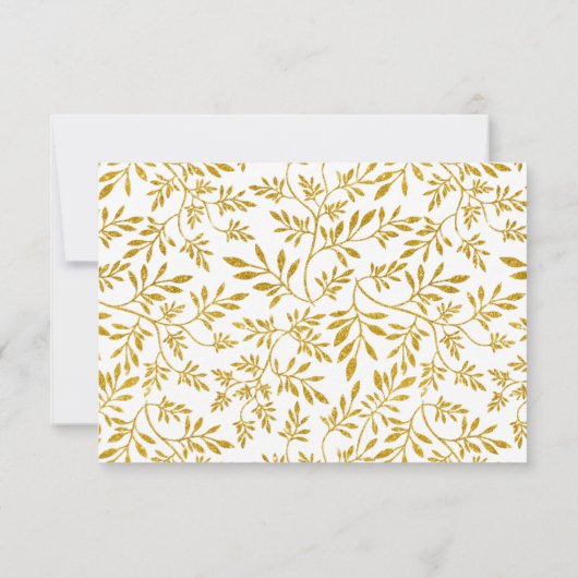 Gold Glitzer Blätter Zweig moderne Hochzeit RSVP (Rückseite)