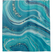 Gold Glitzer Blauer Marmorduschvorhang Duschvorhang (Vorderseite)