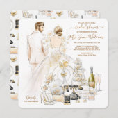Gold Glitzer Blonde Bride Brautparty Einladung (Vorne/Hinten)