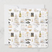 Gold Glitzer Blonde Bride Brautparty Einladung (Rückseite)