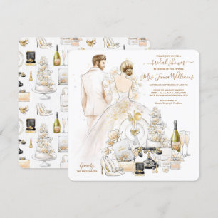 Gold Glitzer Blonde Bride Brautparty Einladung