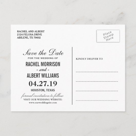 Gold Glitzer Bloral Wedding Save the Date Ankündigungspostkarte (Rückseite)