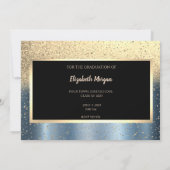Gold Glitzer Blue Abschluss Save the Date (Rückseite)