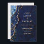 Gold Glitzer Blue Agate Wedding Einladung<br><div class="desc">Gold Glitzer Blue Agate Hochzeitseinladung</div>