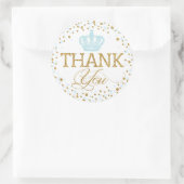 Gold Glitzer Blue Crown Royal Prince Baby Dusche Runder Aufkleber (Tasche)